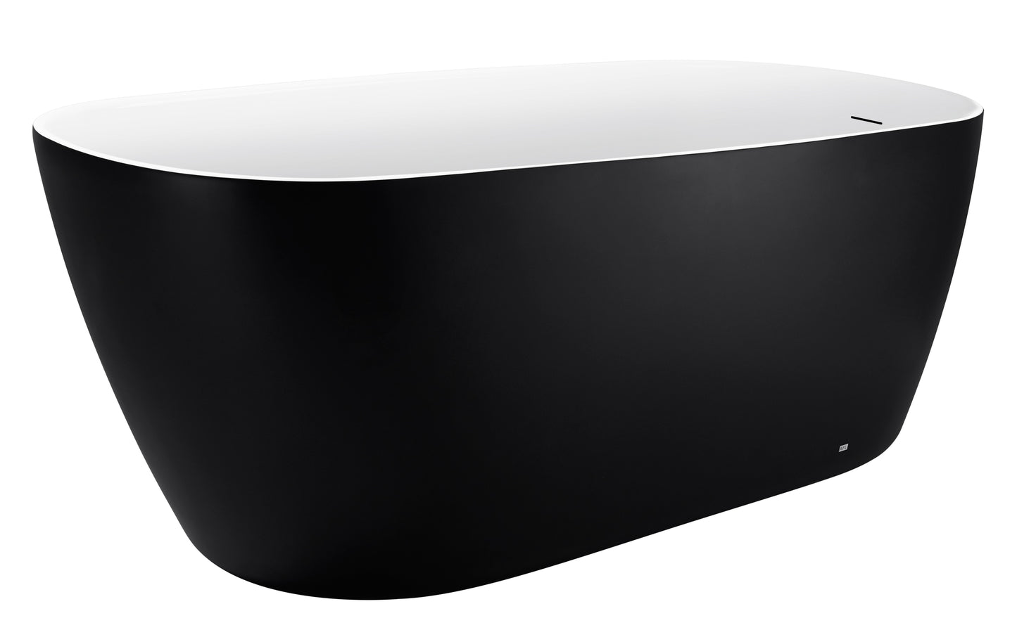 59" 100% Acrylic Freestanding Bathtub，Contemporary Soaking Tub，white inside black outside