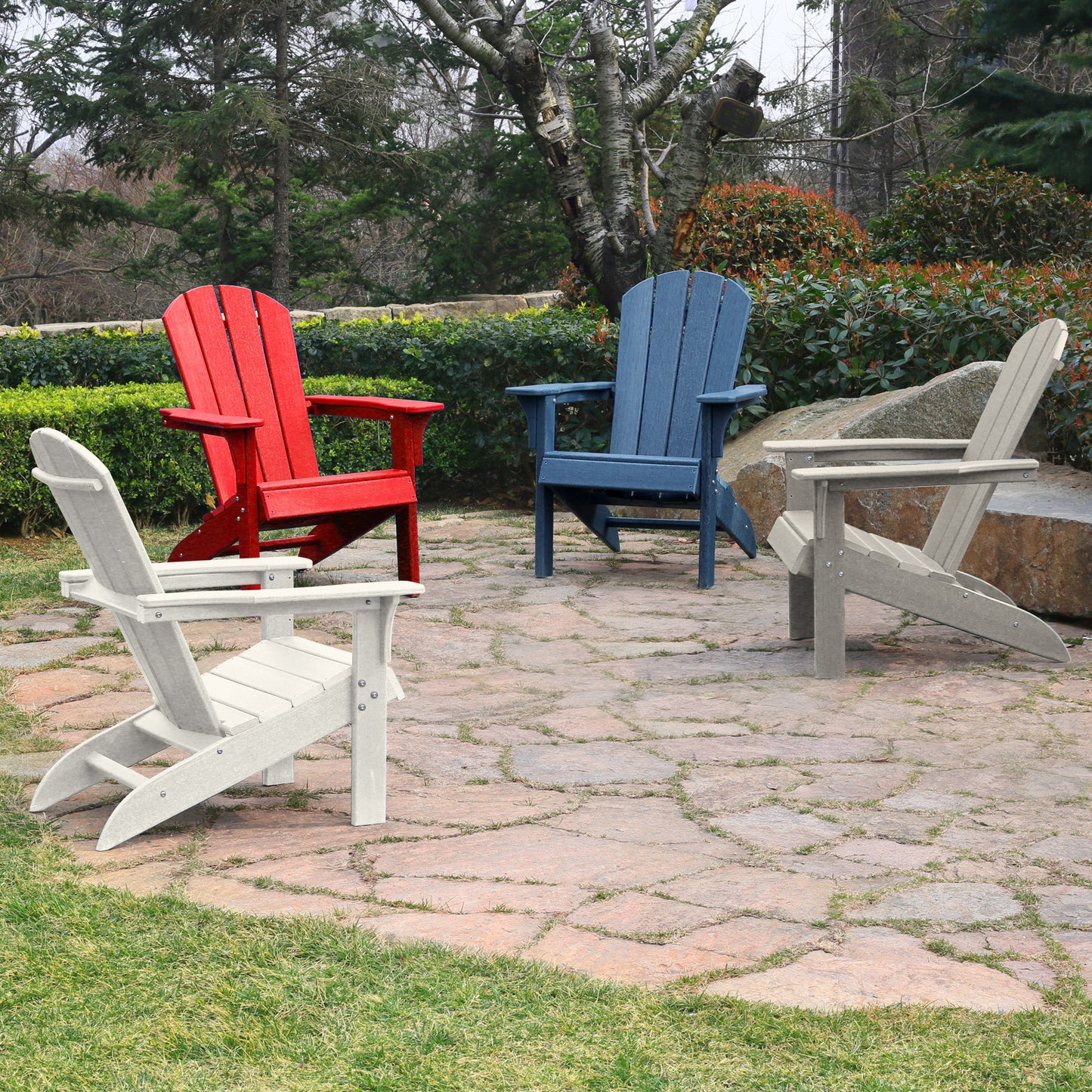 HDPE Adirondack Chair Sunlight Resistant no-Fading Snowstorm Resistant Outdoor Chair Patio Adirondack Chairs Ergonomic Comfort Widely Used for Fire Pits Decks Gardens,Campfire Chairs - White