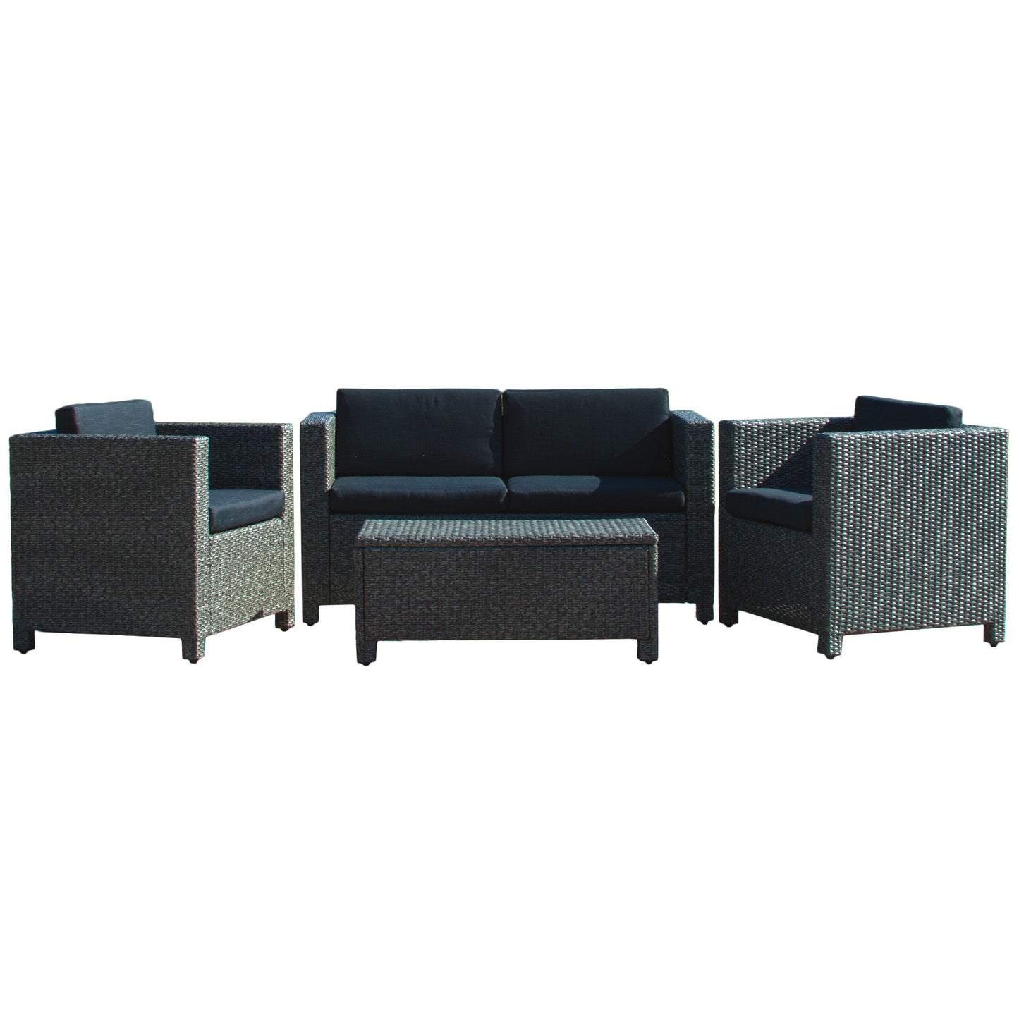 Venice 4pc   Outdoor Wicker Sofa Set   Mix Black+Dark Grey