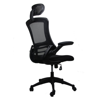 Techni Mobili Modern High-Back Mesh Executive Office Chair with Headrest and Flip-Up Arms, Black