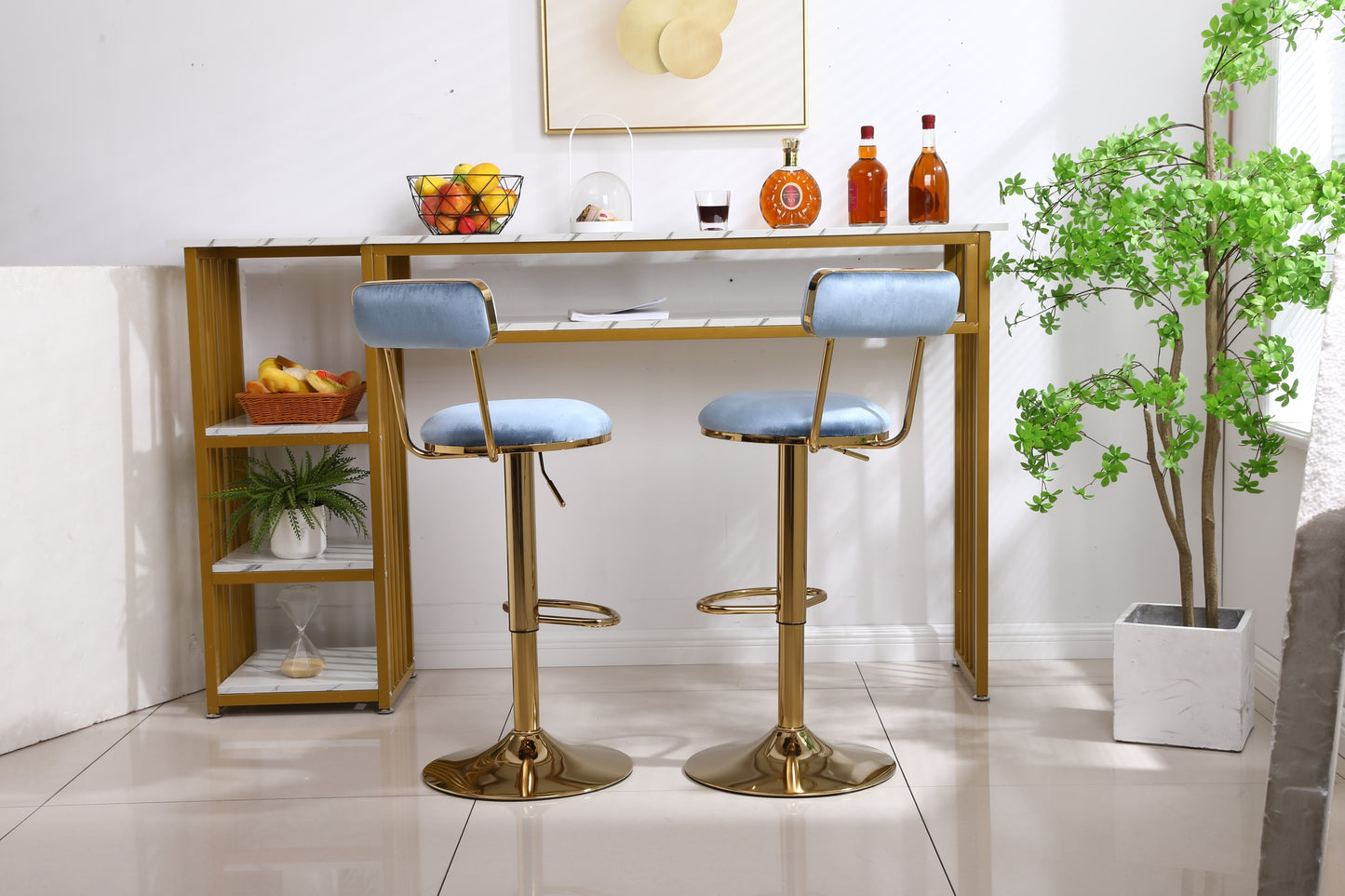 Bar Stools with Back and Footrest Counter Height Dining Chairs  2pcs/ctn