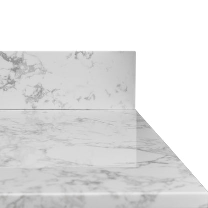 Montary 61" carrara white engineered stone vanity top backsplash