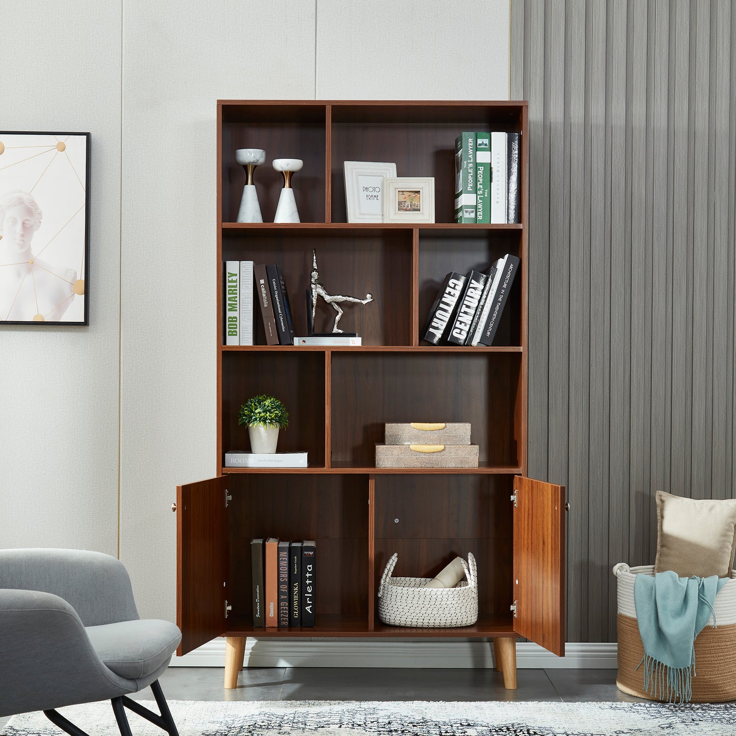 Bookcase, Bookshelf,Walnut