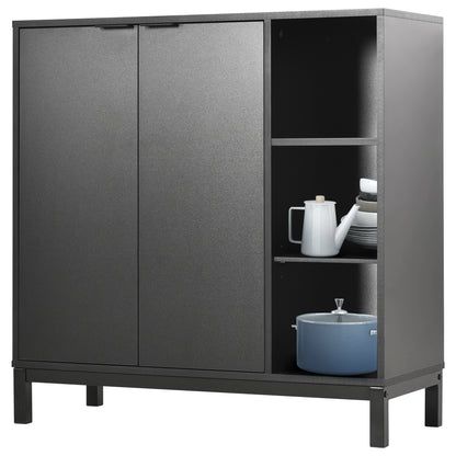 K&K Sideboards and Buffets With Storage Coffee Bar Cabinet Wine Racks Storage Server Dining Room Console 34 Inch（Black）