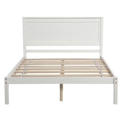 Platform Bed Frame with Headboard , Wood Slat Support , No Box Spring Needed ,Full,White(OLD SKU:WF191419AAK)