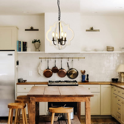 4-Light Rustic Wood Chandelier