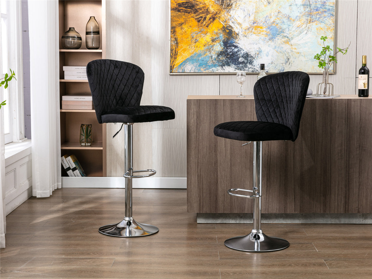 COOLMORE  Bar Stools with Back and Footrest Counter Height Dining Chairs Set of 2