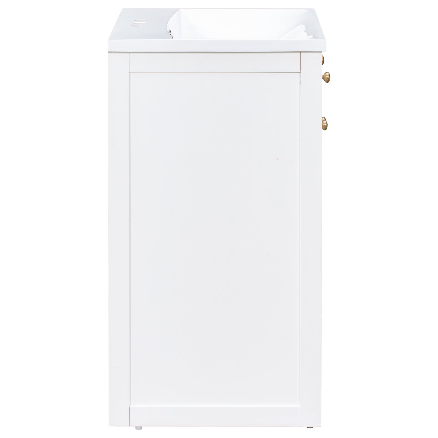 24" Bathroom vanity with Single Sink，White Combo Cabinet Undermount Sink，Bathroom Storage Cabinet，Solid Wood Frame，Pull-out footrest