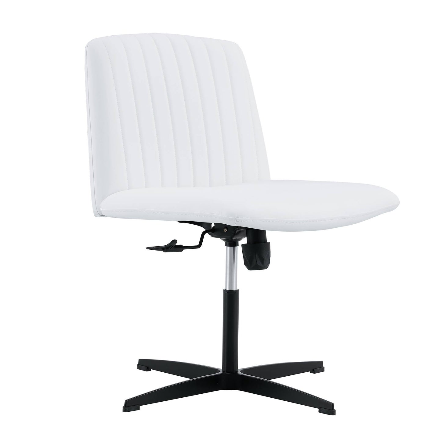 White High Grade Pu Material. Home Computer Chair Office Chair Adjustable 360 ° Swivel Cushion Chair With Black Foot Swivel Chair Makeup Chair Study Desk Chair. No Wheels