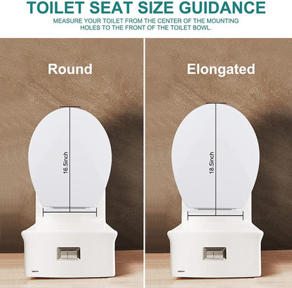 Miibox Removable Round Bowl White Toilet Seat, with Nonslip Grip-Tight Never Loosen Bumpers Prevent Shifting, No Slamming Slow and Quiet-Close Seat Cover, Quick Release Hinges for Easy Cleaning