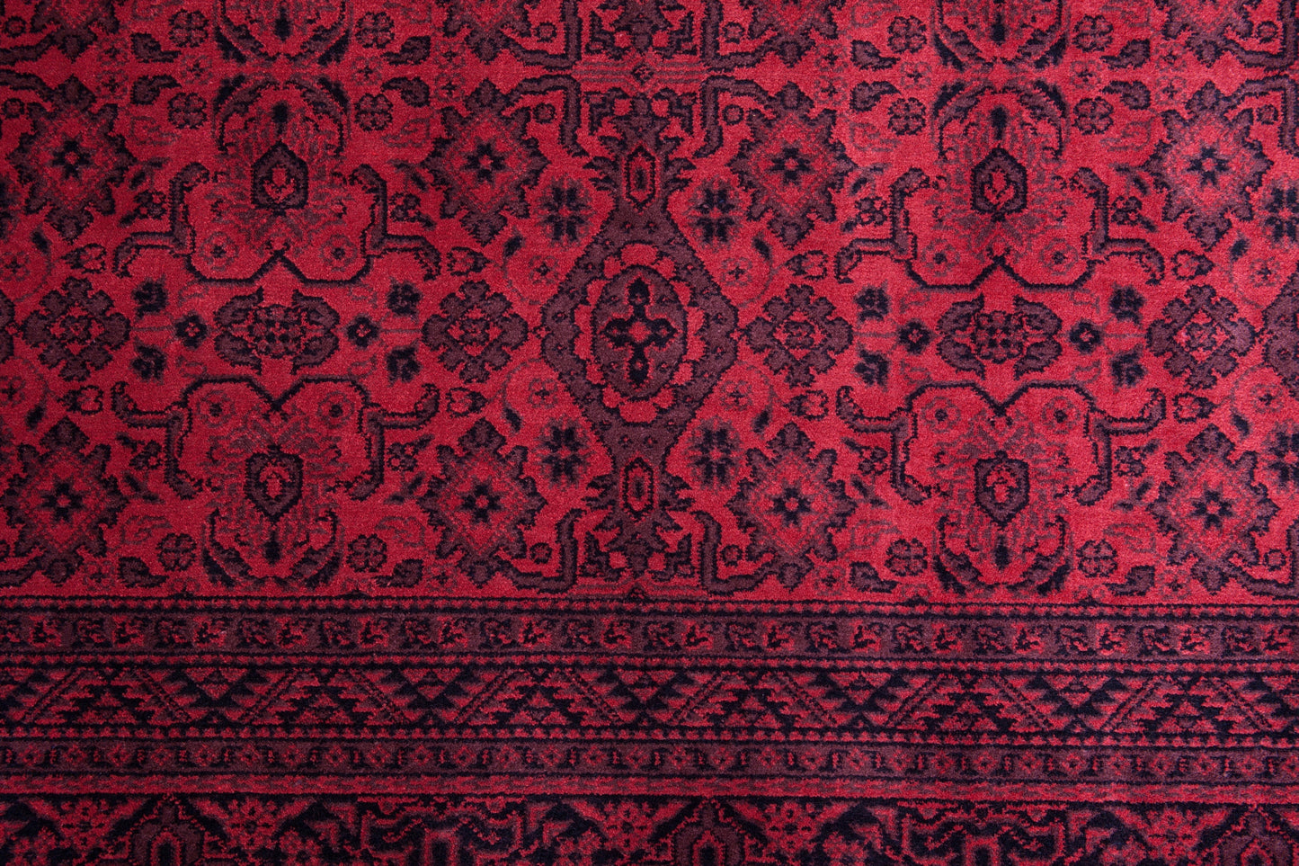 Aurora Border Red and Black Viscose Area Rug 8x10