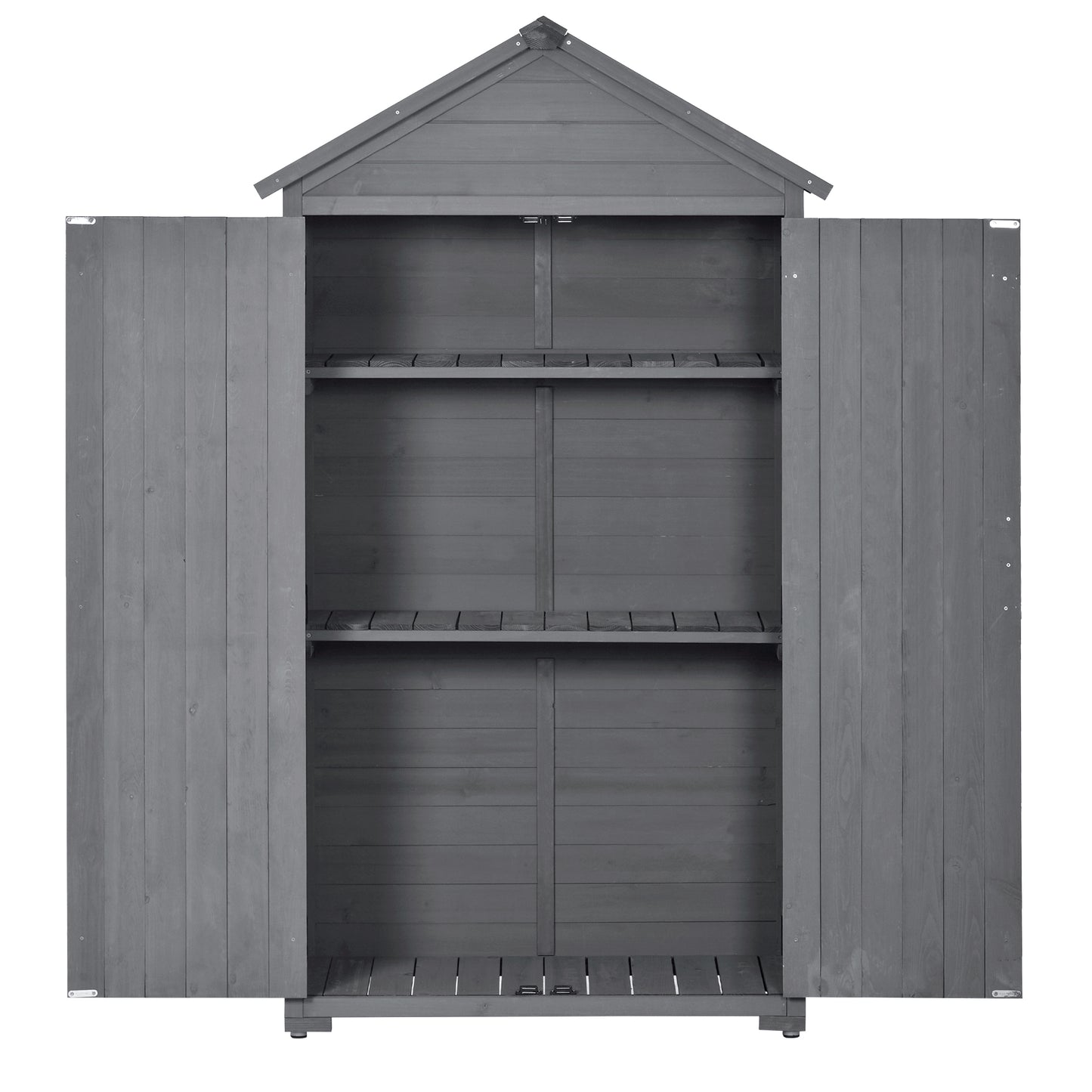 TOPMAX 5.8ft x 3ft Outdoor Wood Lean-to Storage Shed Tool Organizer with Waterproof Asphalt Roof, Lockable Doors, 3-tier Shelves for Backyard, Gray