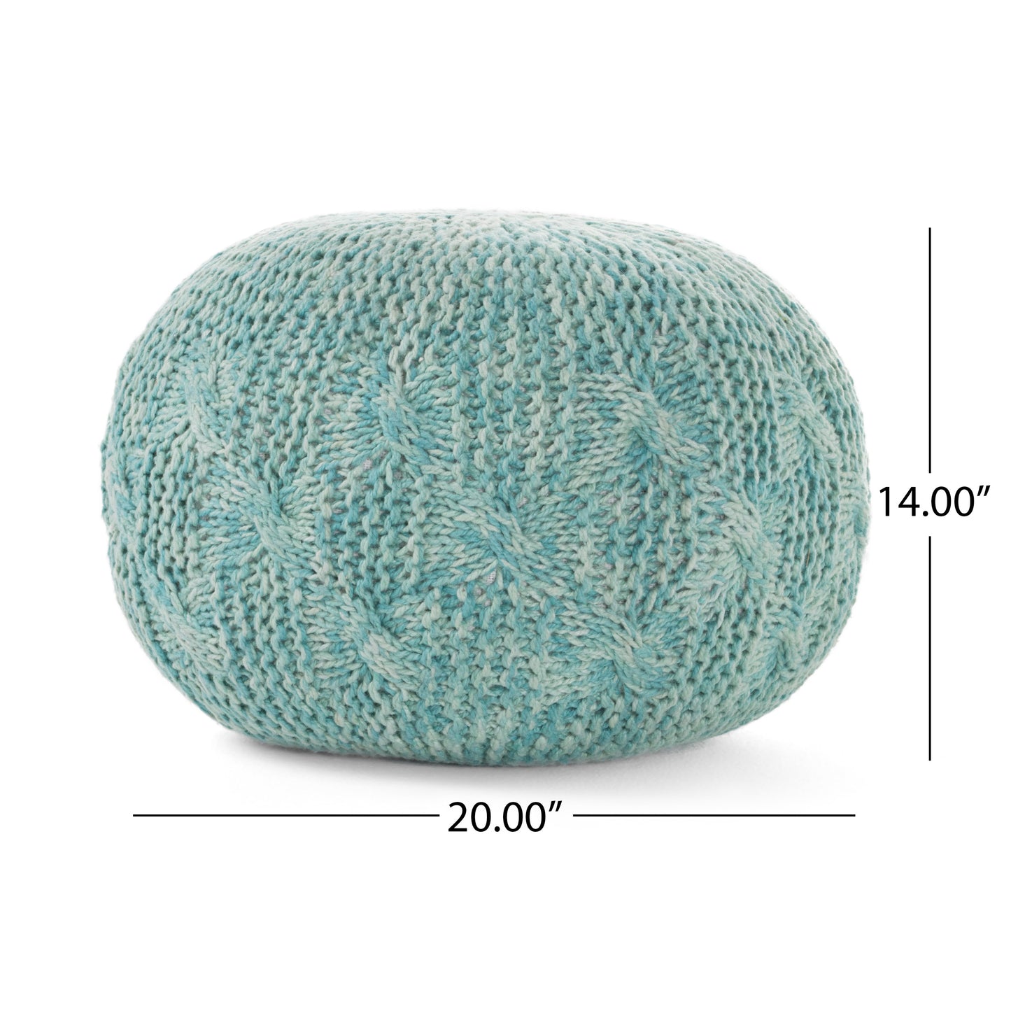 Indoor Handcrafted Modern  Fabric Weave Pouf  Aqua