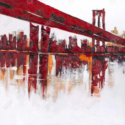 Red bridge - 16x16 Print on canvas