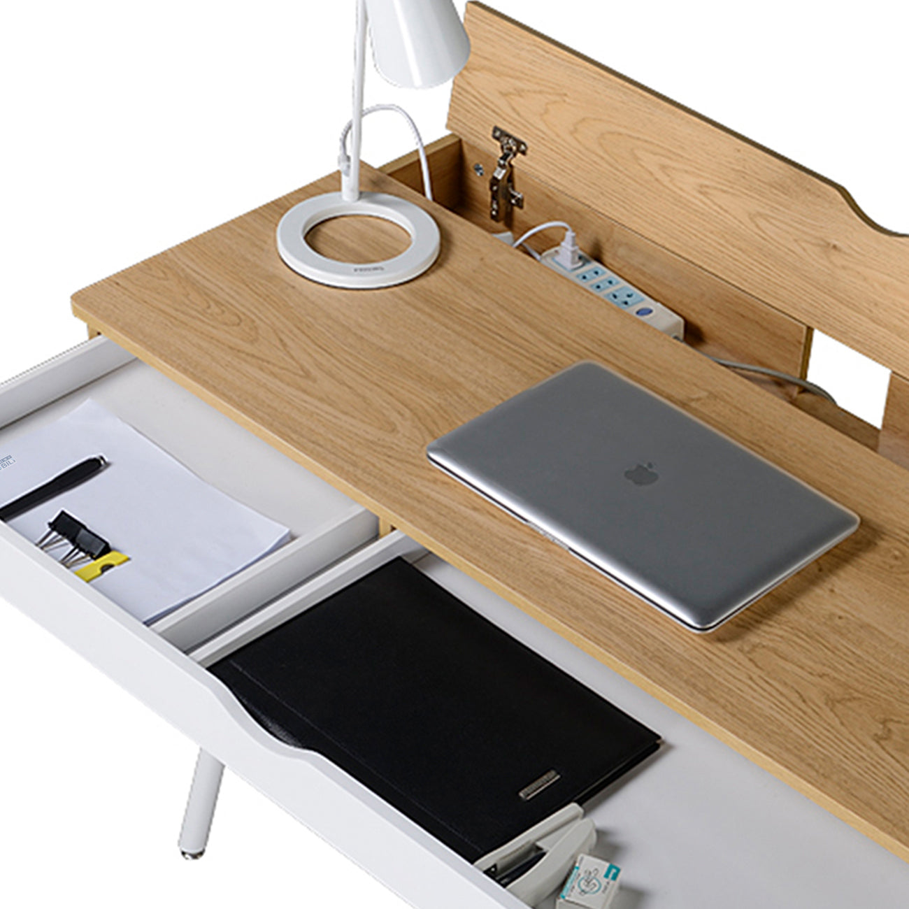 Techni Mobili Modern Multi Storage Computer Desk with Storage, Pine