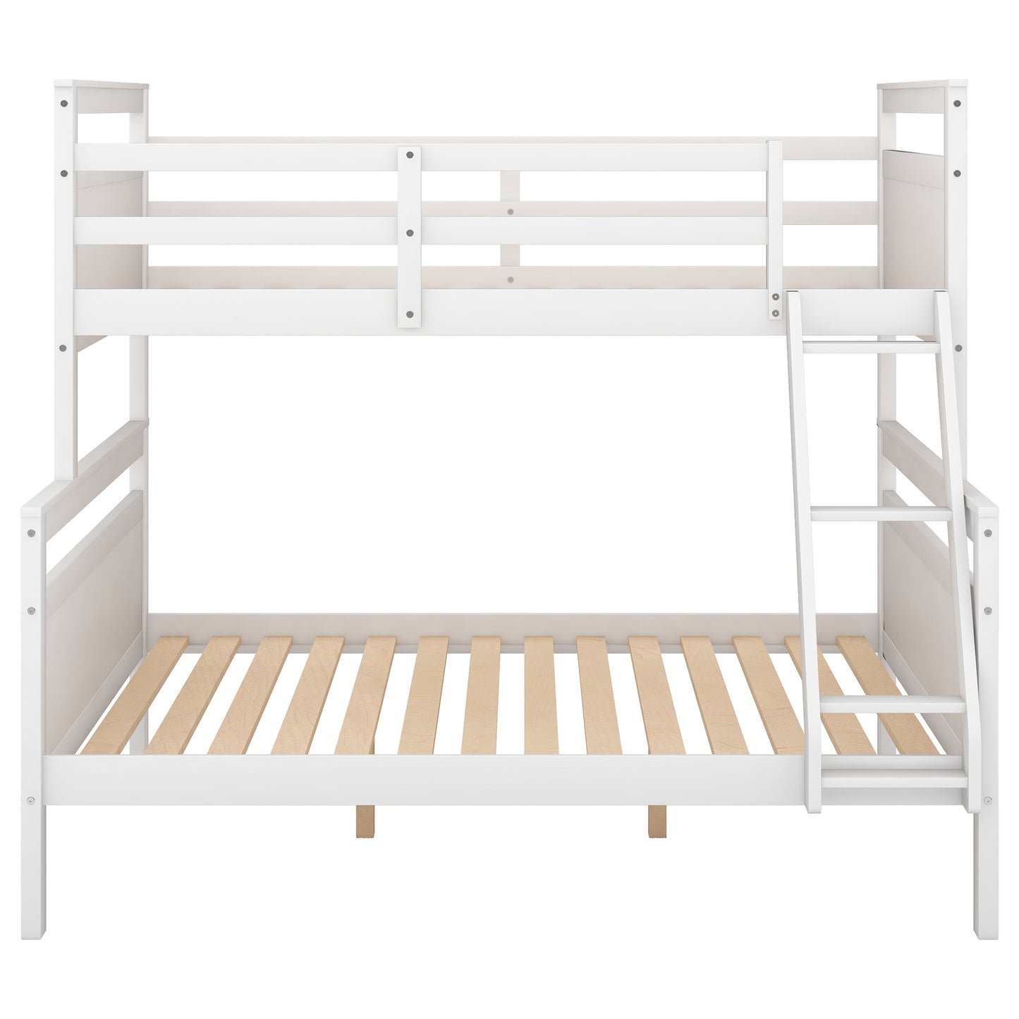 Twin over Full Bunk Bed with ladder, Safety Guardrail, Perfect for Bedroom, White