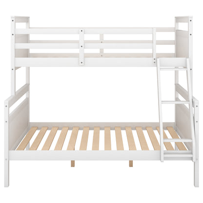 Twin over Full Bunk Bed with ladder, Safety Guardrail, Perfect for Bedroom, White