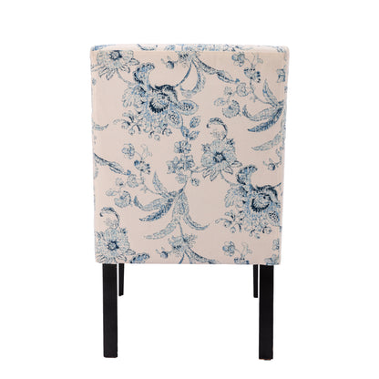 HengMing Traditional Fabric Accent Chair, Print, .Modern Slipper Side Chairs for Living Room Bedroom/Home Office, White/Blue/Floral，Set of 2.