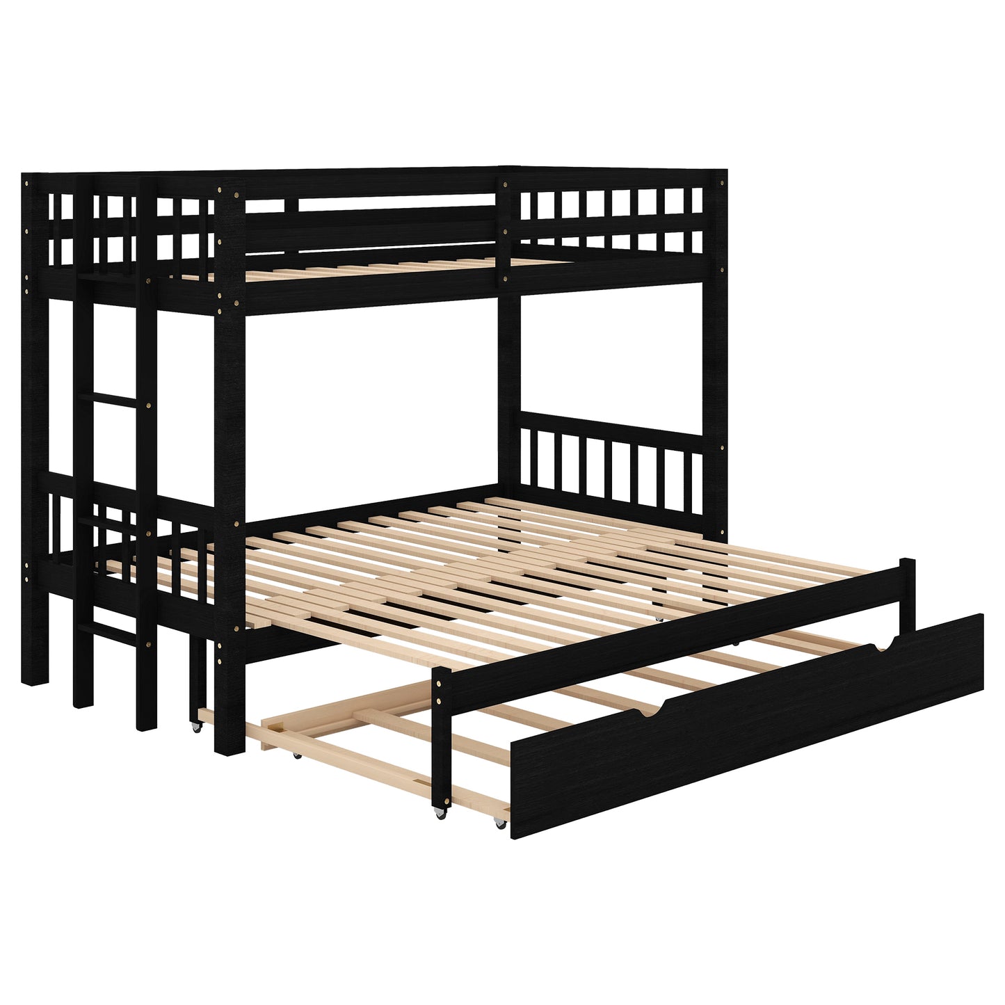 Twin over Pull-out Bunk Bed with Trundle, Espresso