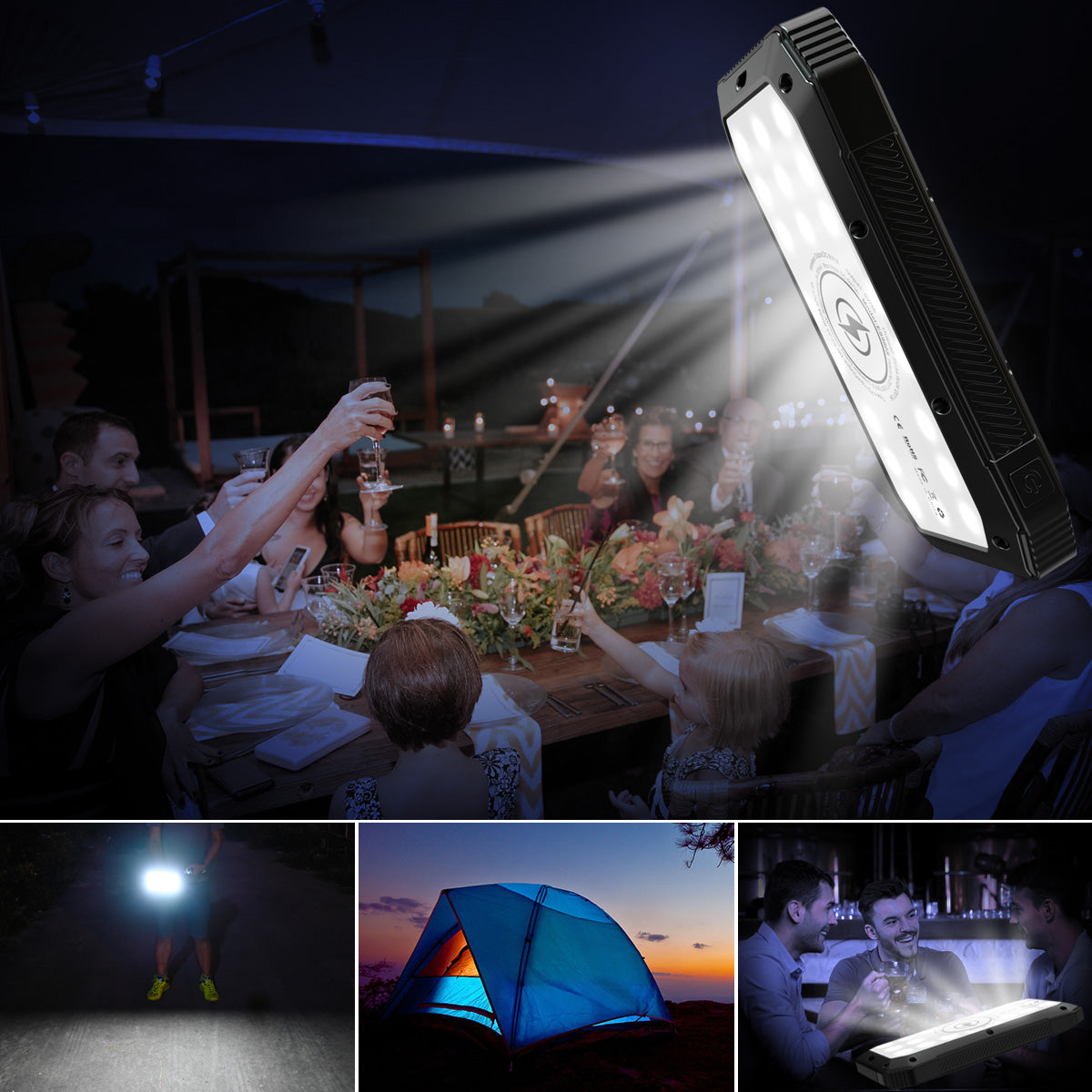 Sun Chaser Solar Powered Wireless Phone Charger 20,000 mAh With LED Flood Light by VistaShops