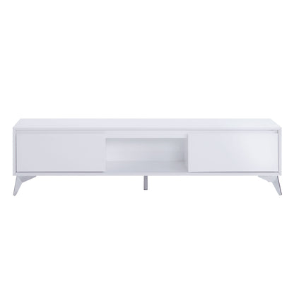 ACME Raceloma TV stand , LED, White & Chrome Finish 91995