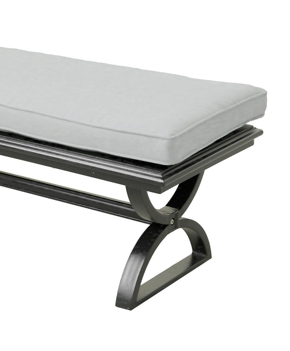 Outdoor Aluminum Dining Bench with Cushion, Espresso Brown/Cast Silver