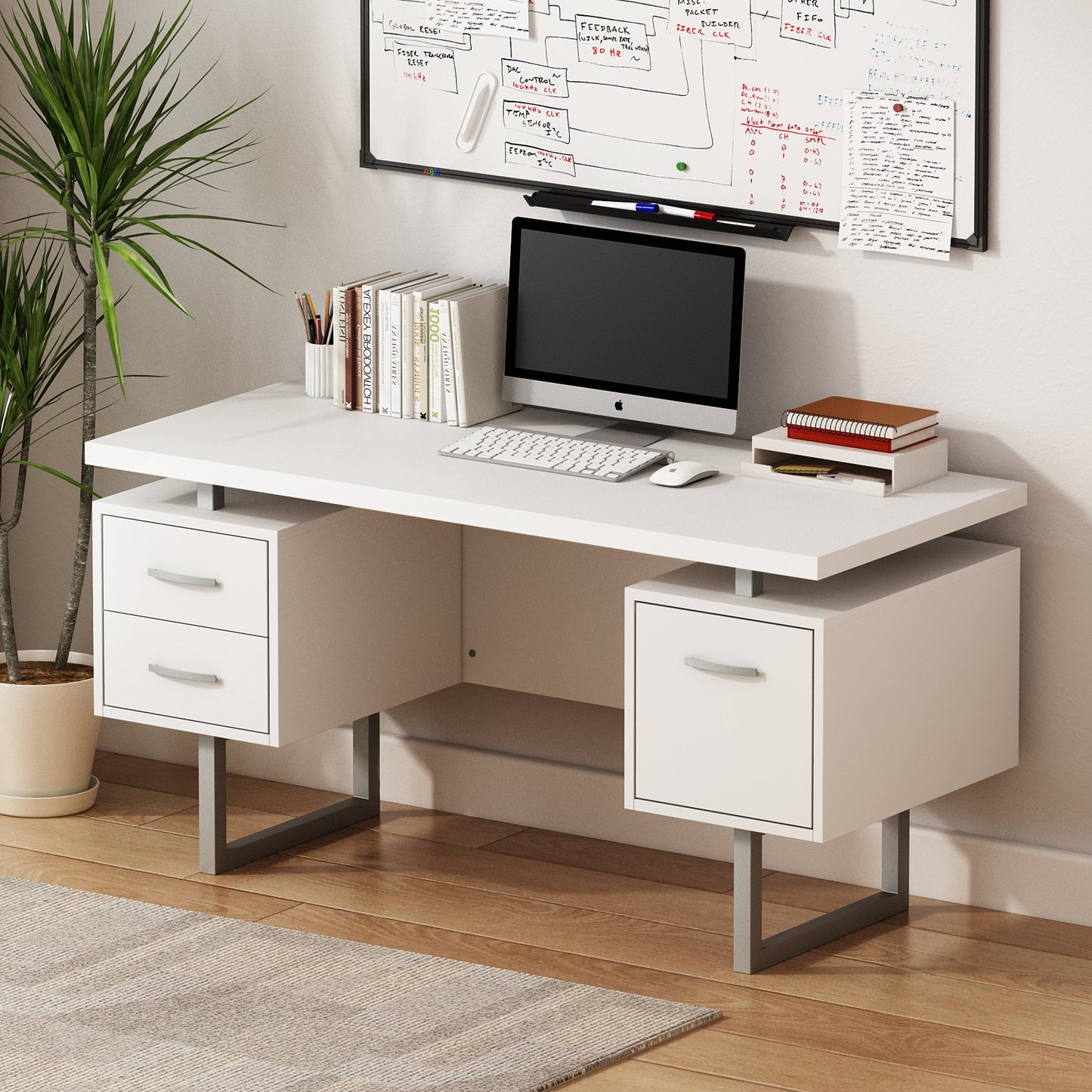 60" White Study Writing Home Office Desk