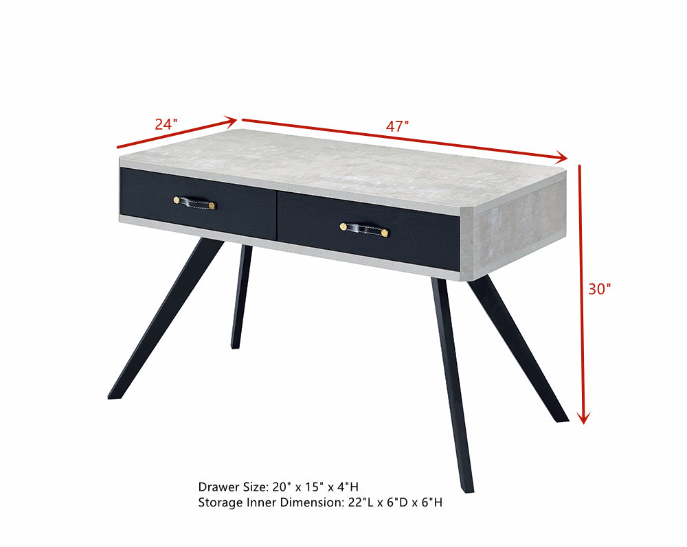 ACME Magna Desk in Faux Concrete & Black 92530