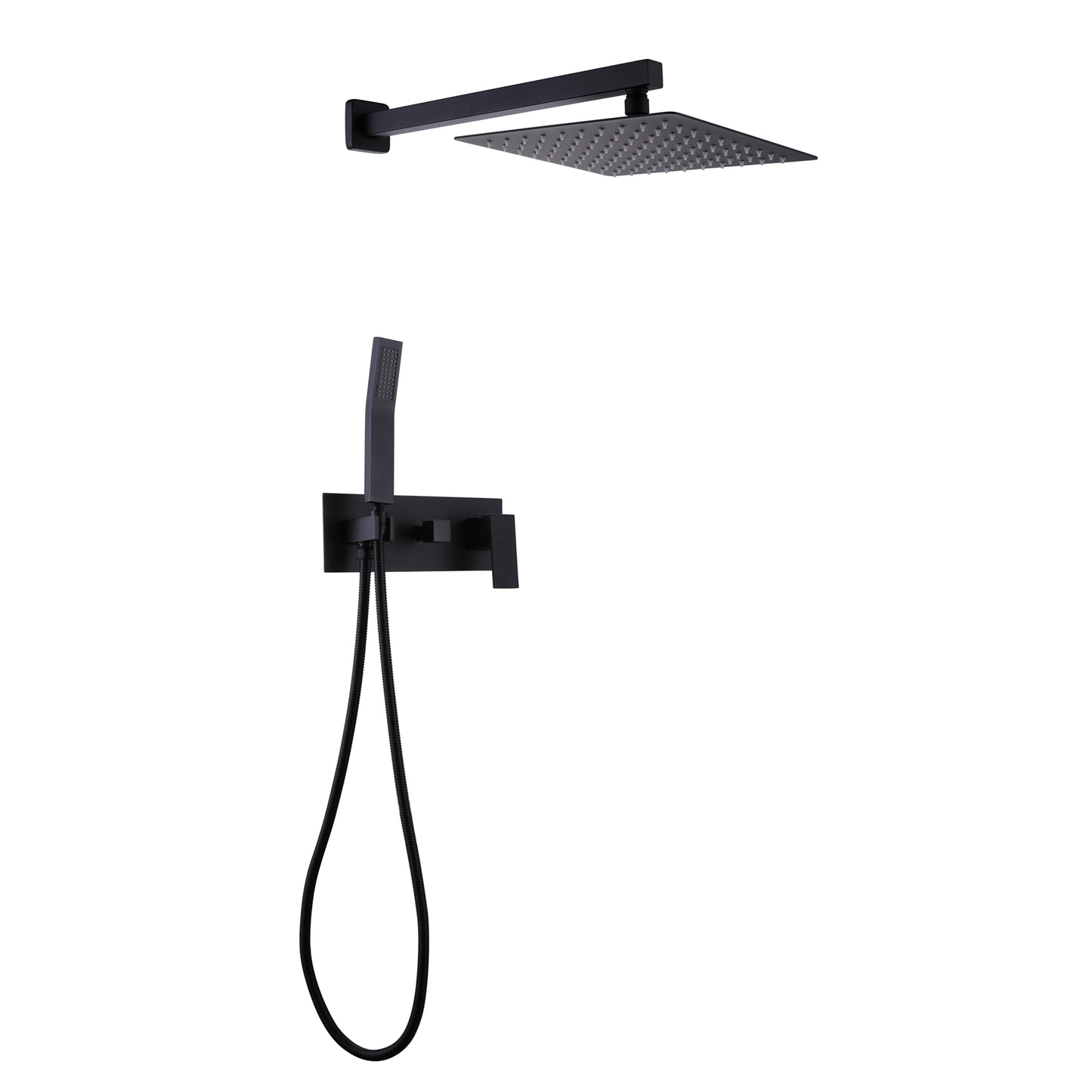 Trustmade 12 Inches Matte Black Shower System Bathroom Luxury Rain Mixer Shower Combo Set Wall Mounted Rainfall Shower Head System, Rough-in Valve Body and Trim Included - 2W01