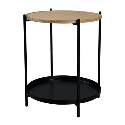 Round Side Table，End Table with Metal Legs for Living Bedroom