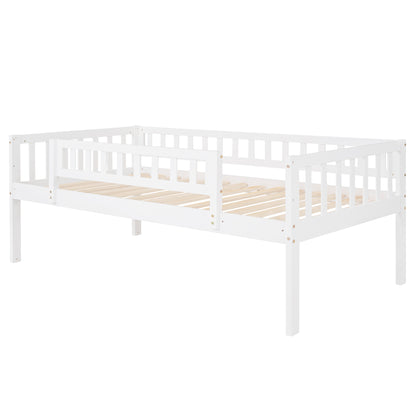 Twin-Over-Twin-Over-Twin Triple Bed with Built-in Ladder and Slide, Triple Bunk Bed with Guardrails, White(OLD SKU: LP000051AAK)