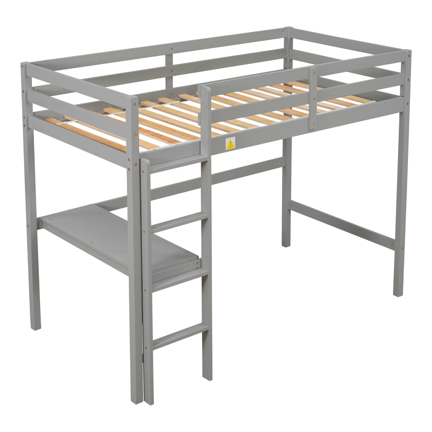 Twin Loft Bed with  built-in desk,Grey