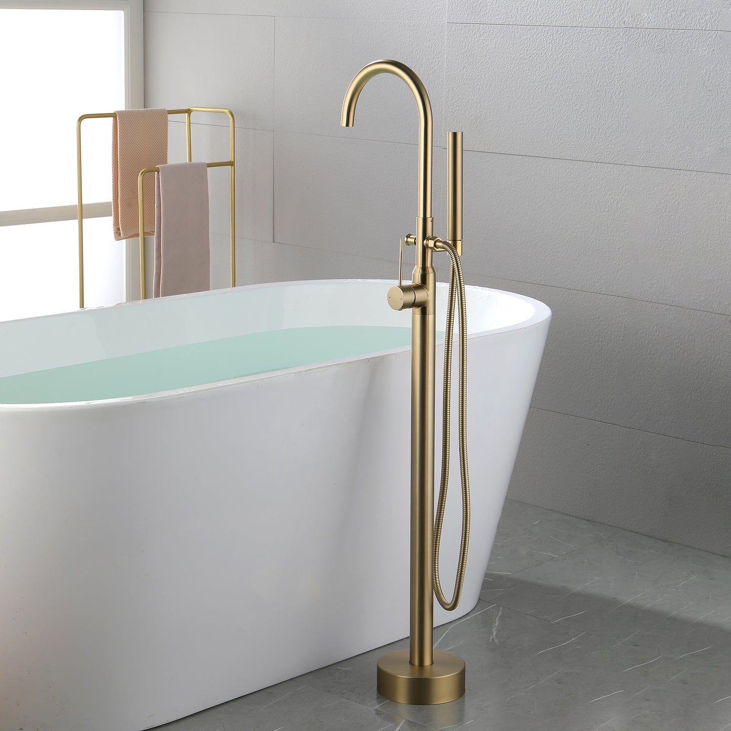 Single Handle Floor Mounted Clawfoot Tub Faucet