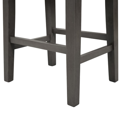 TOPMAX Rustic Farmhouse Dining Room Wooden Stools with Trim, Set of 2 ,Gray