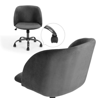 Velvet Upholstered Home office task chair - Dark Grey