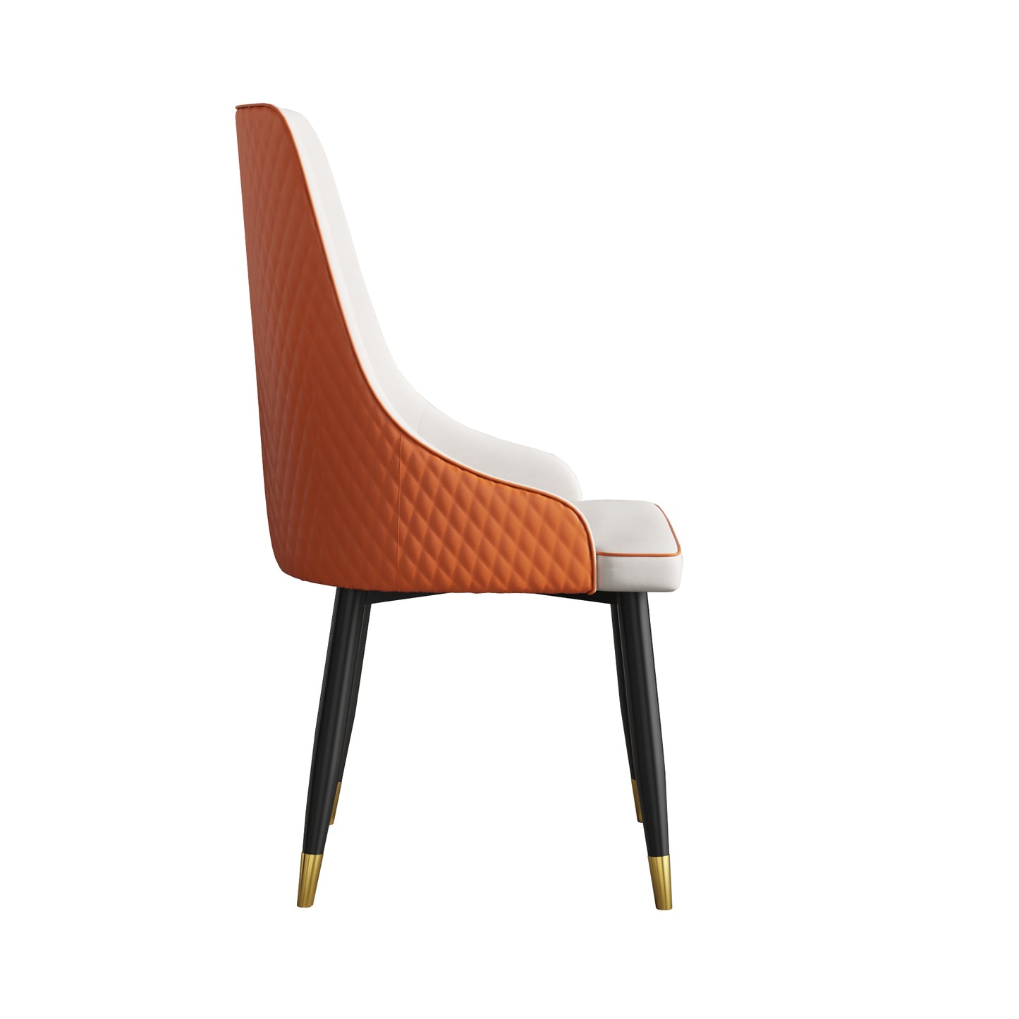 Modern dining chair PU leather metal legs-white+orange-2pcs/ctn