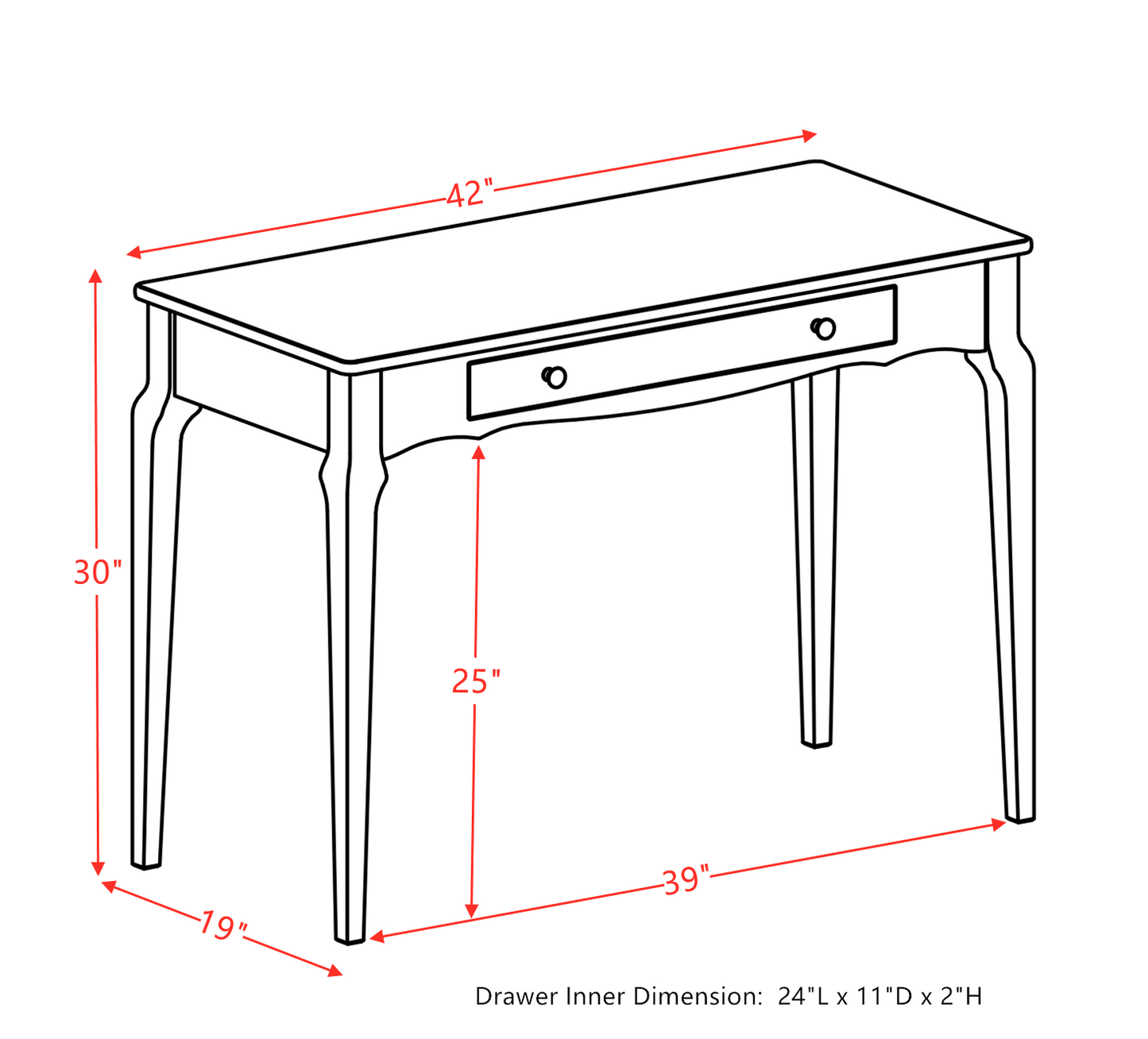 ACME Alsen Writing Desk, Red Finish 93020