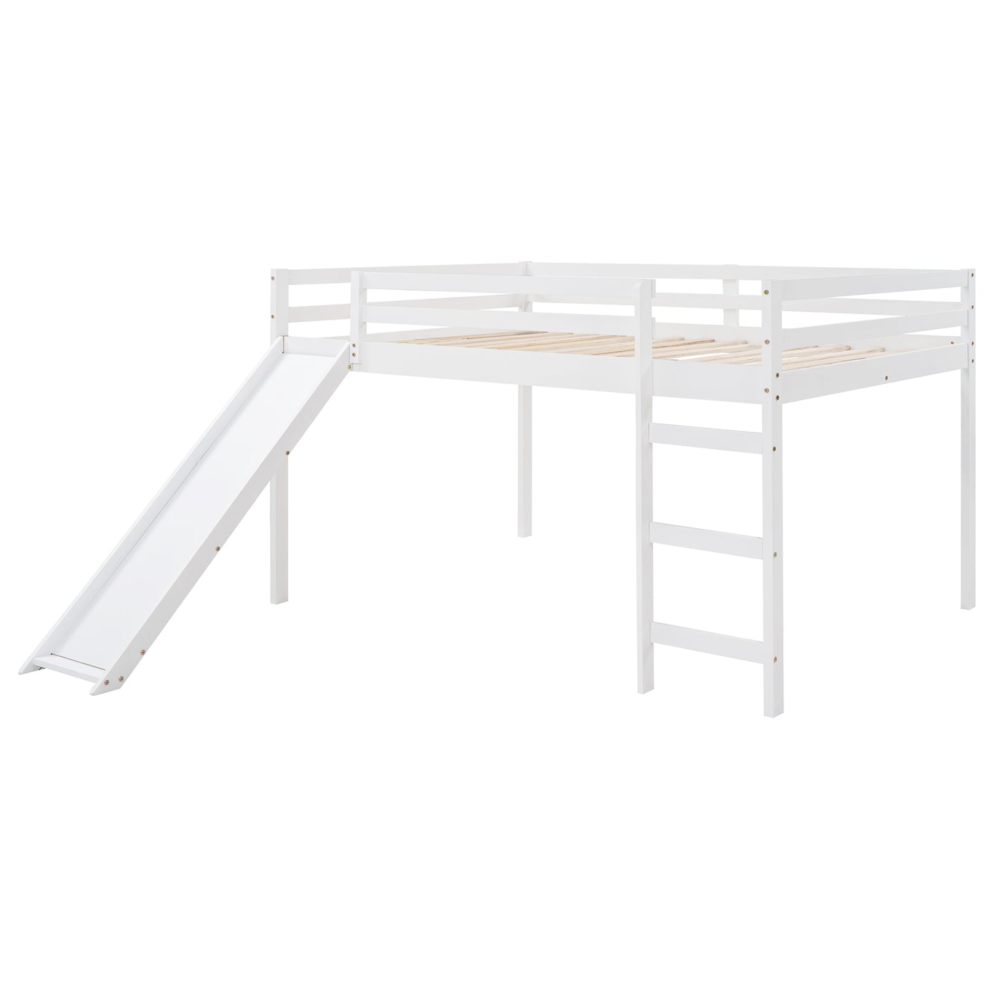 Loft Bed with Slide, Multifunctional Design, Full (White)(OLD SKU :WF281157AAK)