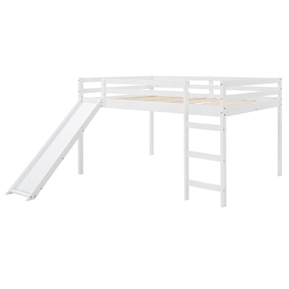 Loft Bed with Slide, Multifunctional Design, Full (White)(OLD SKU :WF281157AAK)