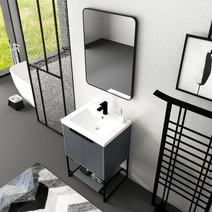 Rock Grey 24 Inch Freestanding Bathroom Vanity With Resin Basin,24x18
