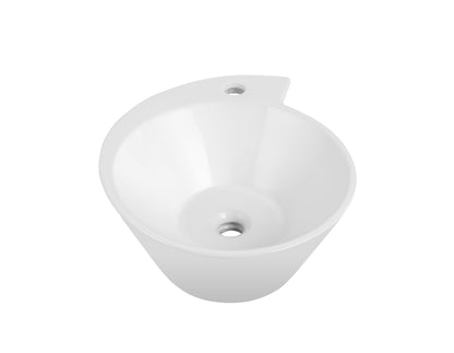 Vessel  Bathroom Sink Basin in White Ceramic