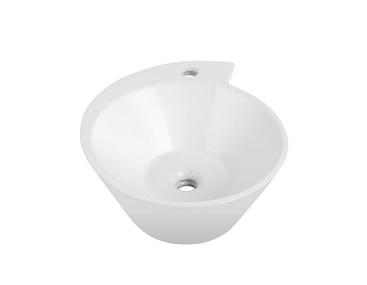 Vessel  Bathroom Sink Basin in White Ceramic