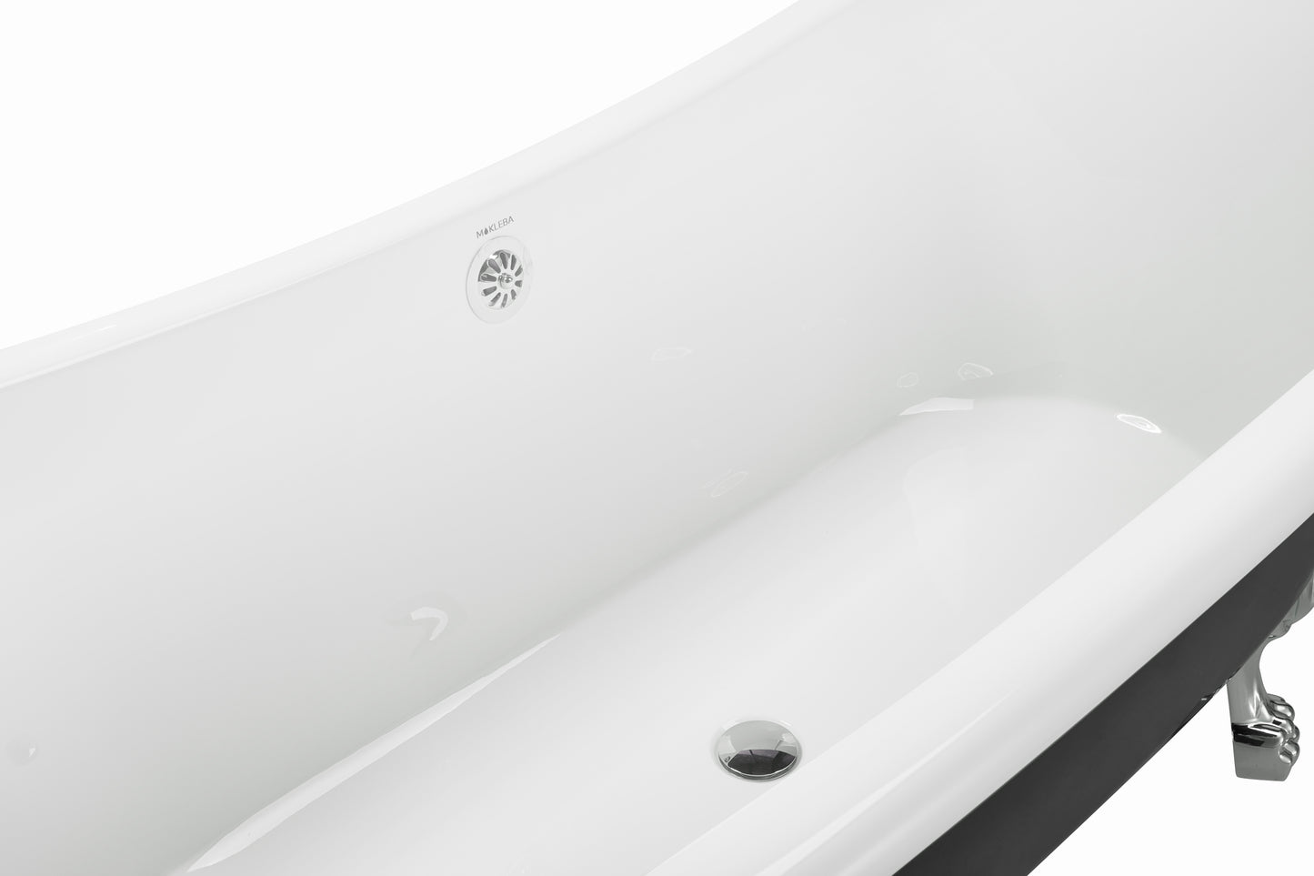 67" 100% Acrylic Freestanding Bathtub，Contemporary Soaking Tub，white inside black outside