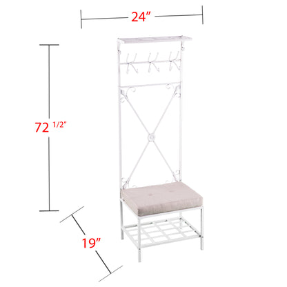 Dovanti Entryway Hall Tree Bench w/ Storage - Distressed White