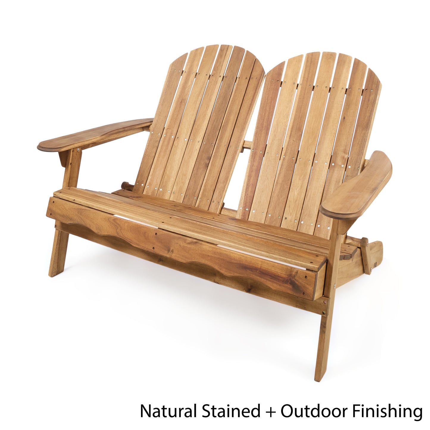 Outdoor Solid Wood Adirondack Loveseat Sofa Natural