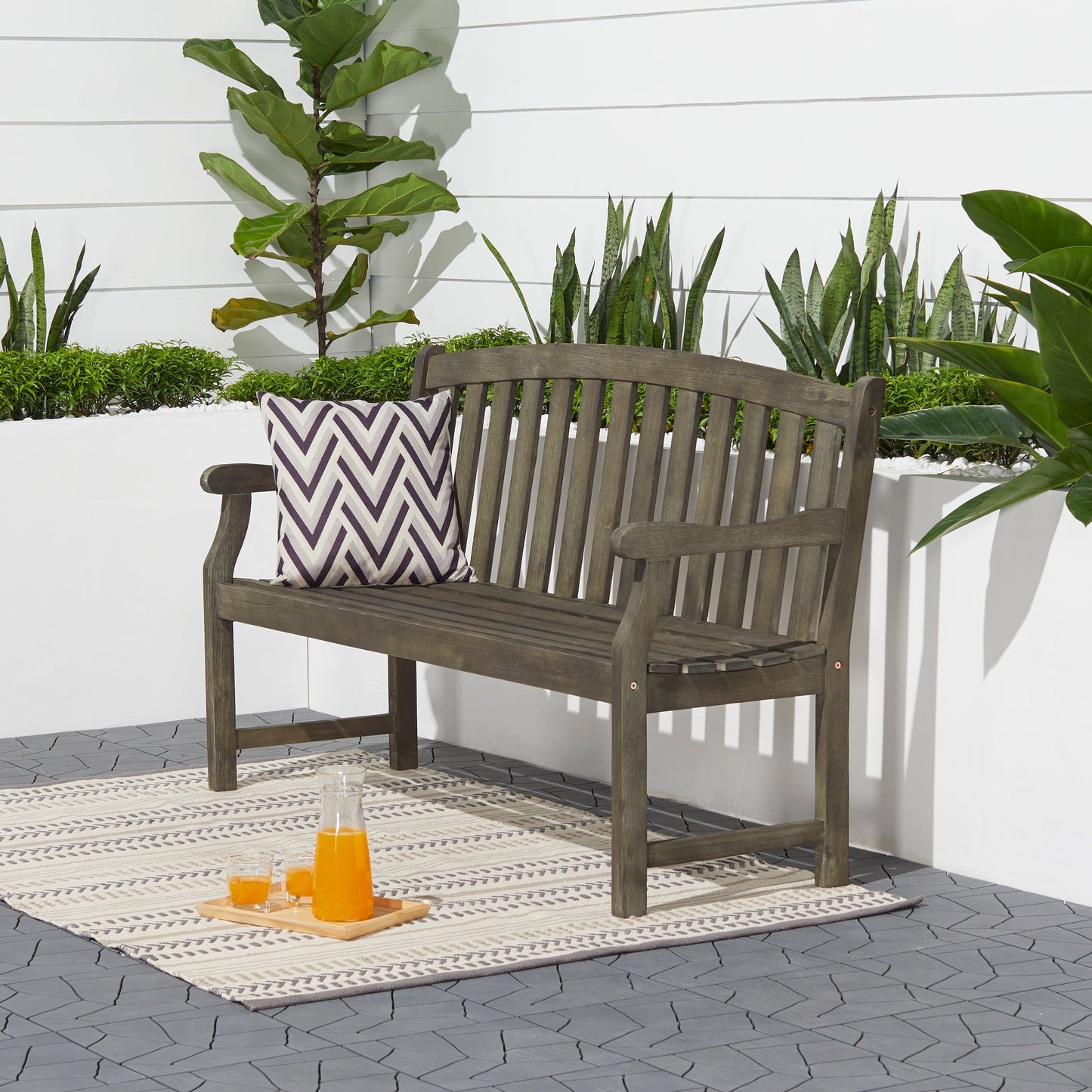 Renaissance Outdoor Patio 5-foot Hand-scraped Wood Garden Bench