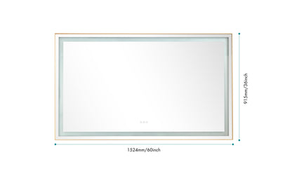 60*36 LED Lighted Bathroom Wall Mounted Mirror with High Lumen+Anti-Fog Separately Control