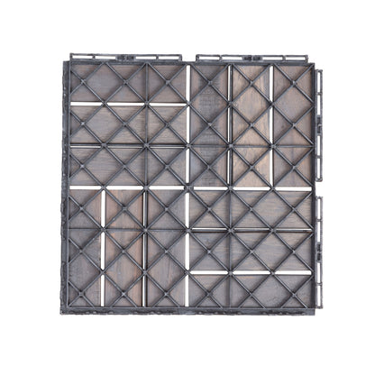 12" x 12" Light Gray Square Acacia Wood Interlocking Flooring Tiles Checker Pattern Pack of 10 Tiles