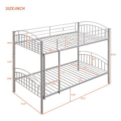 Twin Over Twin Metal Bunk Bed,Divided into Two Beds(Silver)（OLD SKU:MF280424AAN）