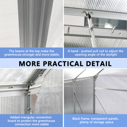 Polycarbonate Greenhouse Raised Base and Anchor Aluminum Heavy Duty Walk-in Greenhouses for Outdoor Backyard in All Season